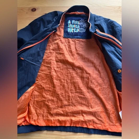 Men’s A Fish Named Fred Blouson Marine Luxury Zip Pocket Ribbed cuffs Jacket - Picture 11 of 15